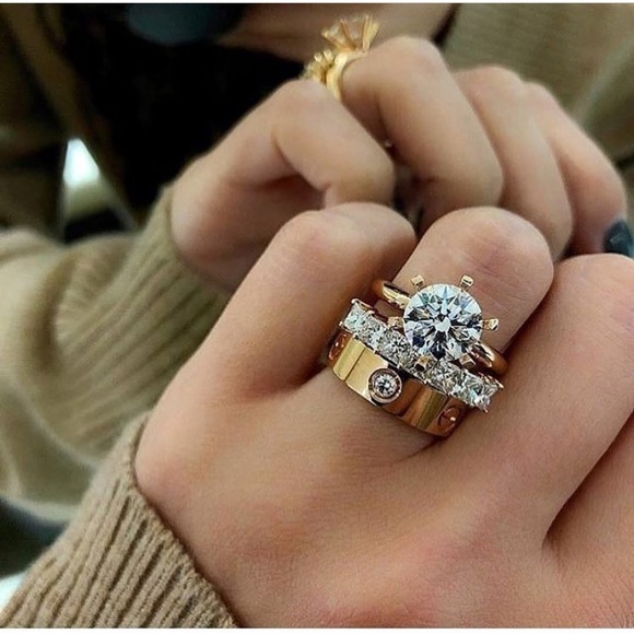 Luxury Screw Band CZ Diamant Ring 925 Silver Gold - Picture 4 of 16